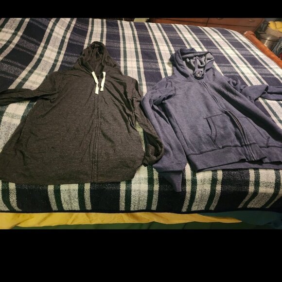 Victoria's Secret Sweaters - Victoria's Secret LOVE PINK Blue Large Zipper Hoodie Sweater Bundle of (2) w/ Gr
